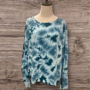 Athleta Blue Tie-Dye Crew Neck Sweater